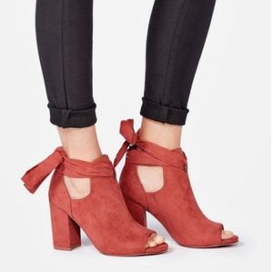 Bowa Tie Back Open Toe Bootie